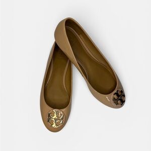 Tory Burch Claire Ballet Flats Nude Patent Leather Size 7.5